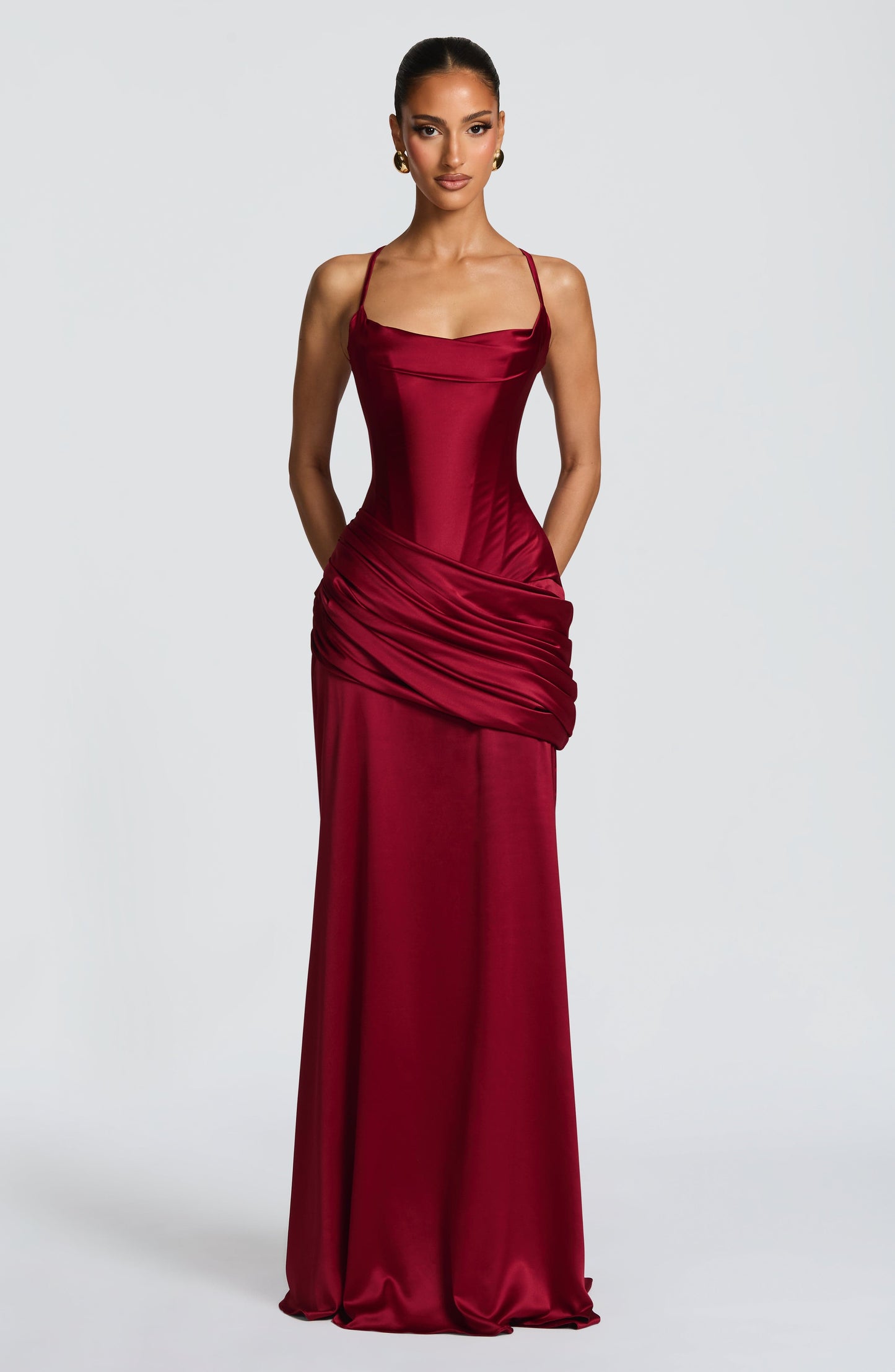 Connie Maxi Elbise - Bordo