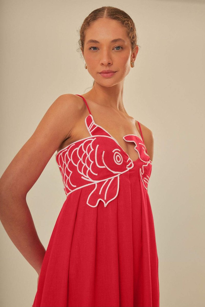 Eileen Goldfish İşlemeli Maxi Elbise