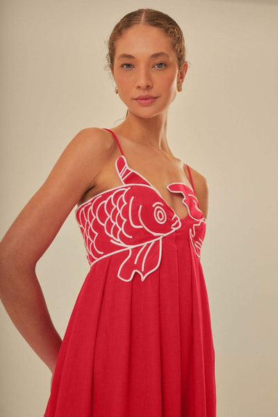 Eileen Goldfish İşlemeli Maxi Elbise