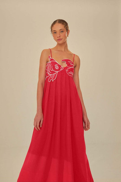 Eileen Goldfish İşlemeli Maxi Elbise