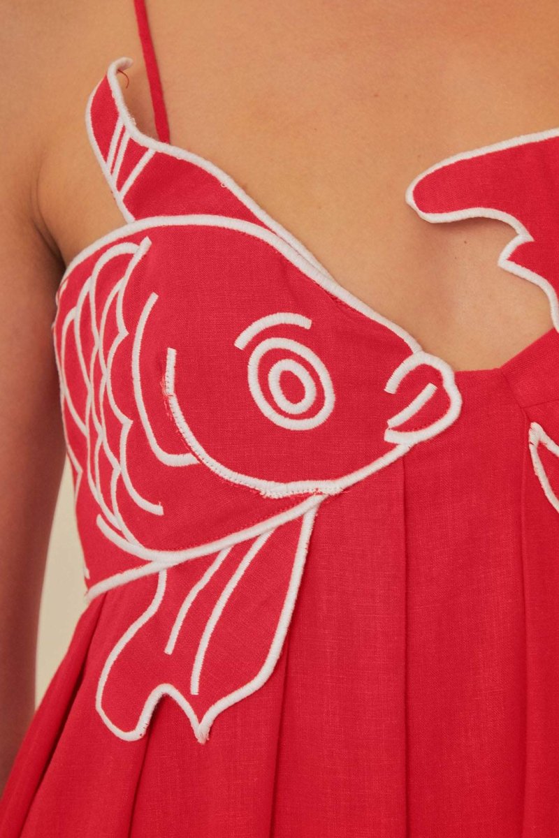 Eileen Goldfish İşlemeli Maxi Elbise