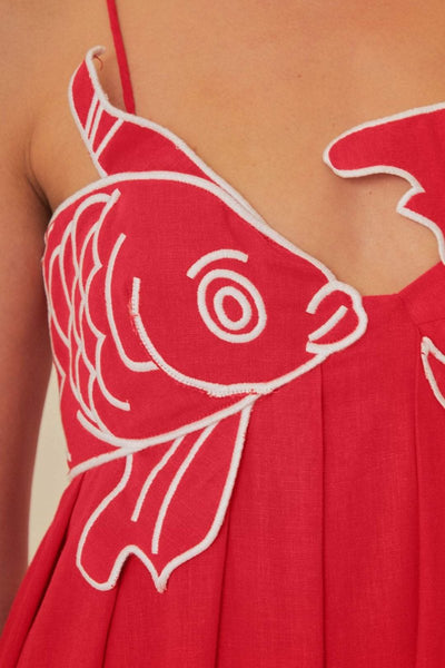 Eileen Goldfish İşlemeli Maxi Elbise
