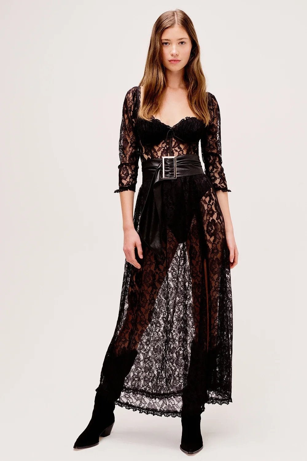 Esther Sweetheart Dantel Maxi Elbise