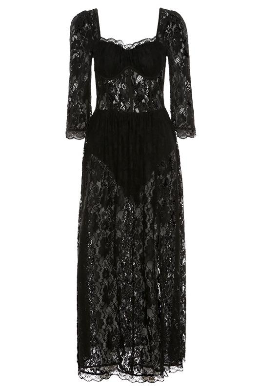 Esther Sweetheart Dantel Maxi Elbise