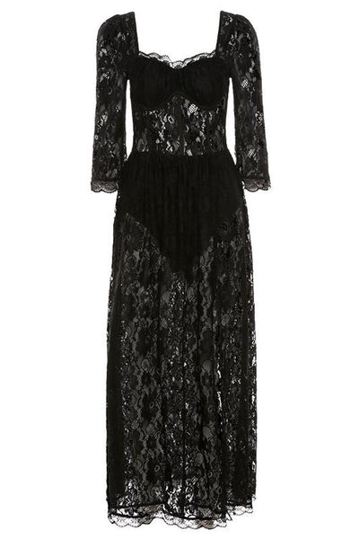 Esther Sweetheart Dantel Maxi Elbise