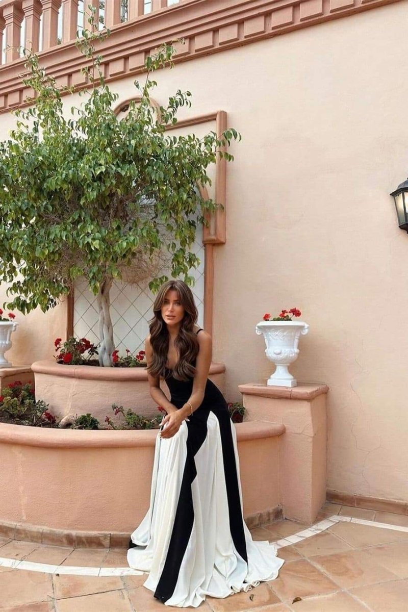 Griselda Renk Bloklu Uzun Slip Elbise