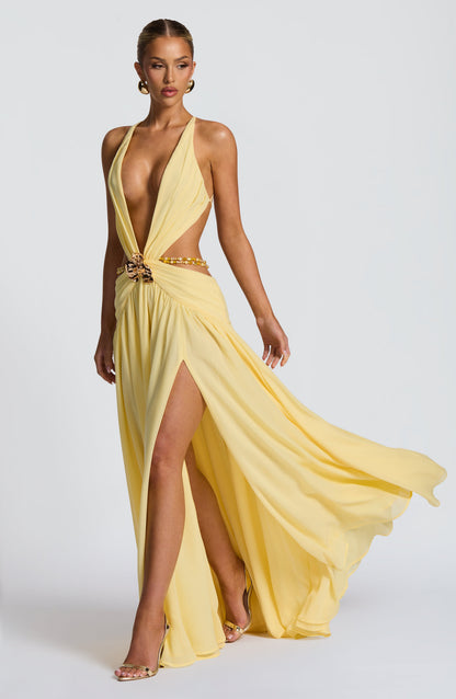 Indianna Maxi Elbise – Limon Sarısı