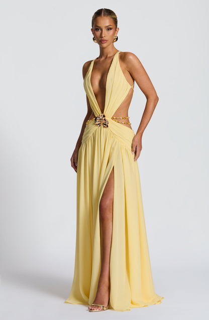 Indianna Maxi Elbise – Limon Sarısı