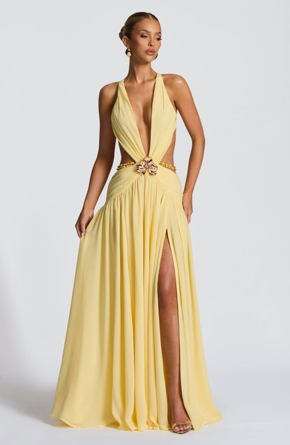 Indianna Maxi Elbise – Limon Sarısı