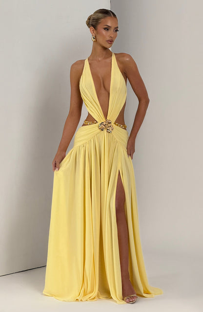 Indianna Maxi Elbise – Limon Sarısı