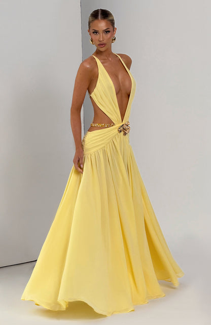 Indianna Maxi Elbise – Limon Sarısı