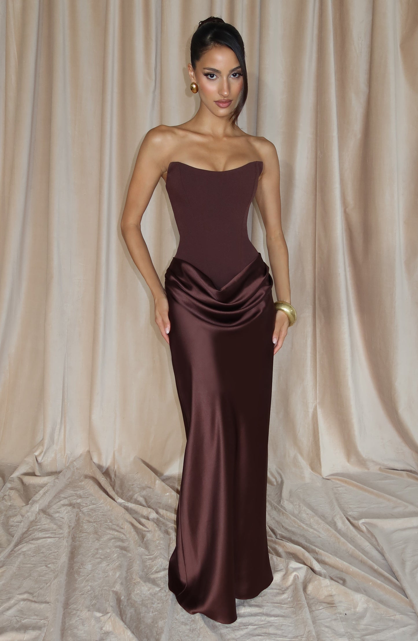 Marielle Maxi Elbise – Mürdüm Kahve