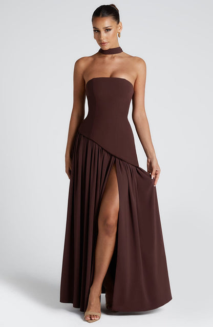 Maliyah Maxi Elbise – Mürdüm Kahve