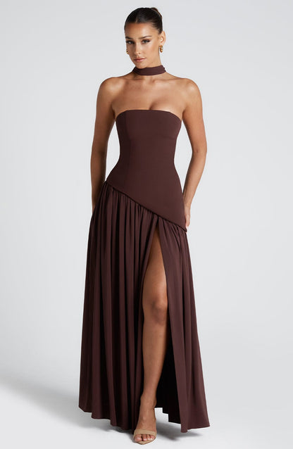 Maliyah Maxi Elbise – Mürdüm Kahve