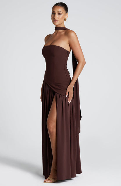 Maliyah Maxi Elbise – Mürdüm Kahve