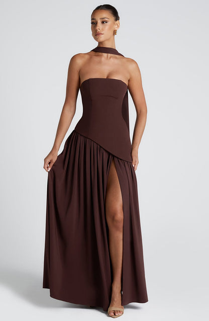 Maliyah Maxi Elbise – Mürdüm Kahve