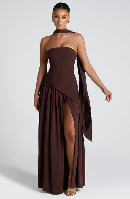 Maliyah Maxi Elbise – Mürdüm Kahve