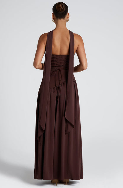 Maliyah Maxi Elbise – Mürdüm Kahve