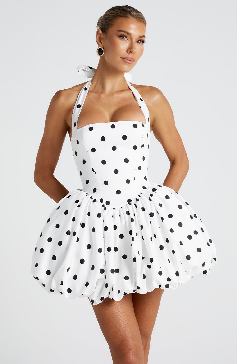 Maricia Mini Elbise – Siyah Puantiyeli
