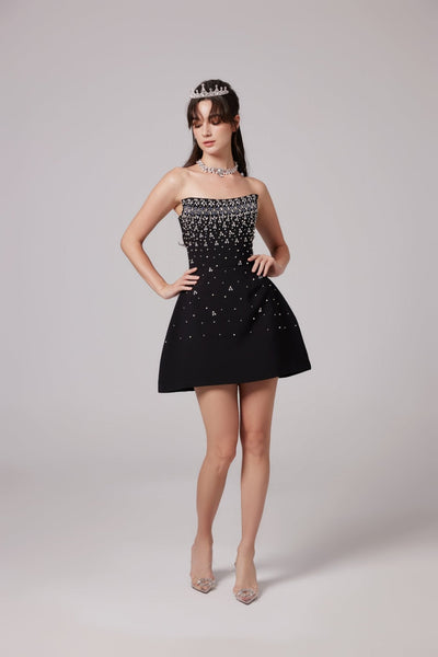 Bella Kristal Taşlı Mini Elbise