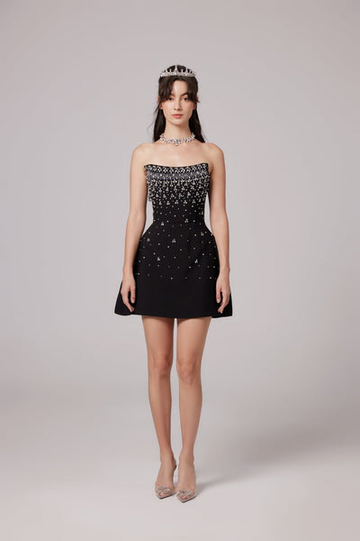 Bella Kristal Taşlı Mini Elbise