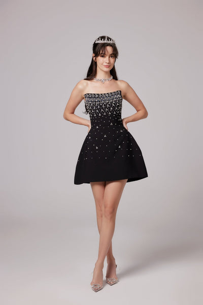 Bella Kristal Taşlı Mini Elbise