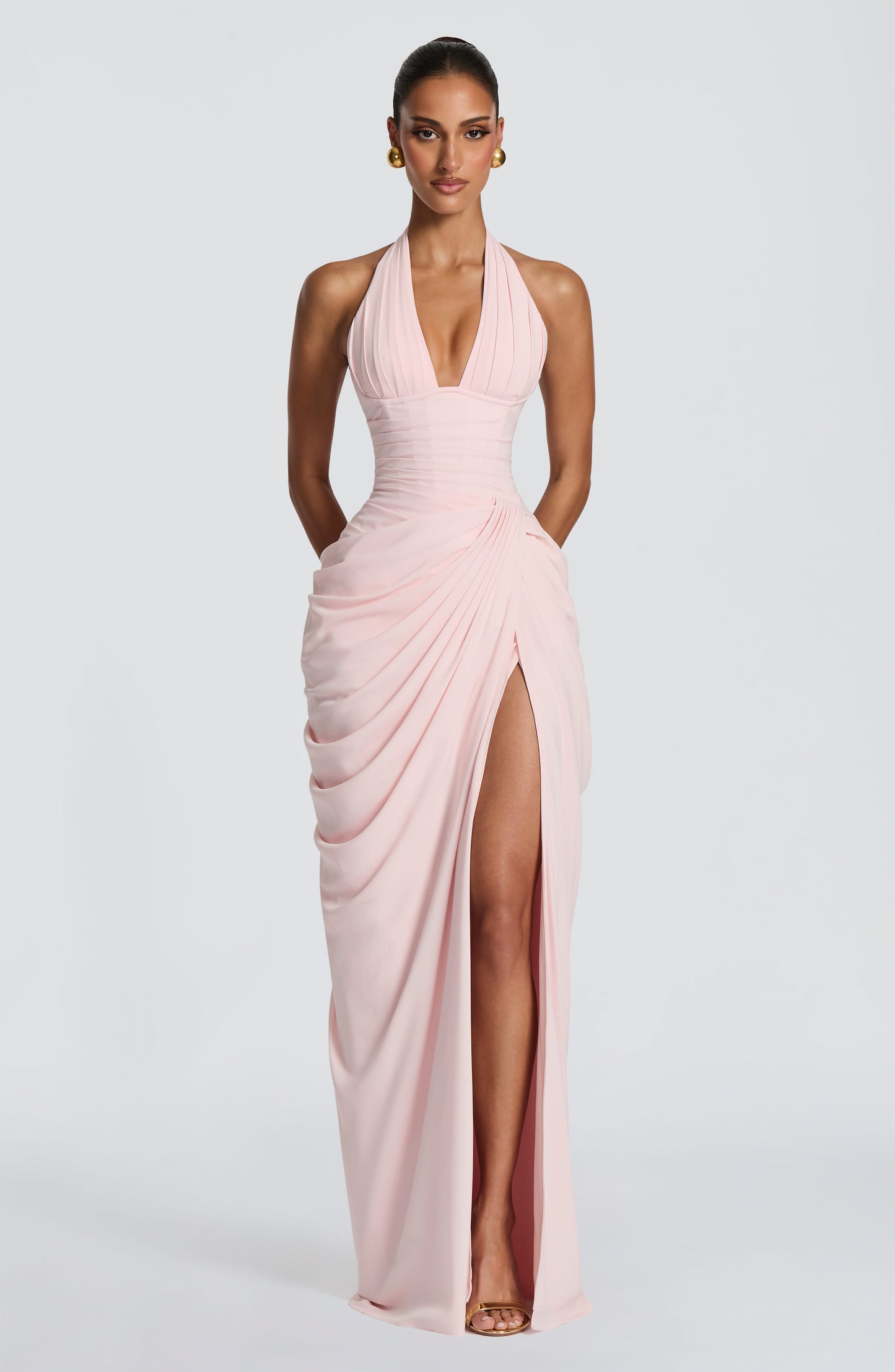 Amara Maxi Elbise - Pudra