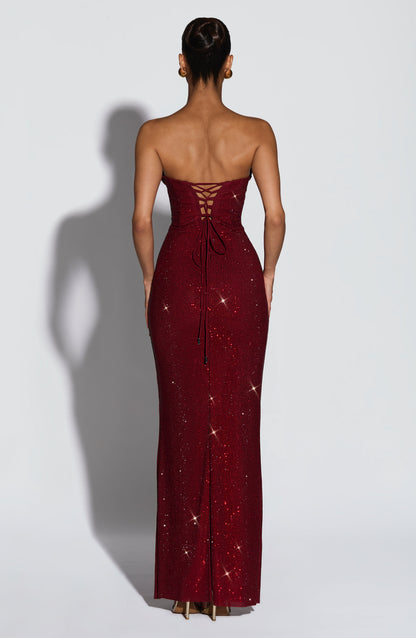 Mirabella Maxi Elbise – Bordo
