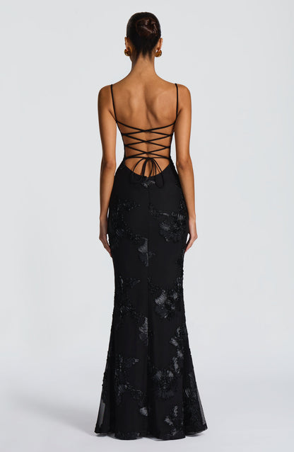 Nefertiti Maxi Elbise - Siyah