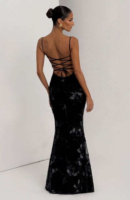 Nefertiti Maxi Elbise - Siyah