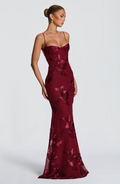 Nefertiti Maxi Elbise – Bordo