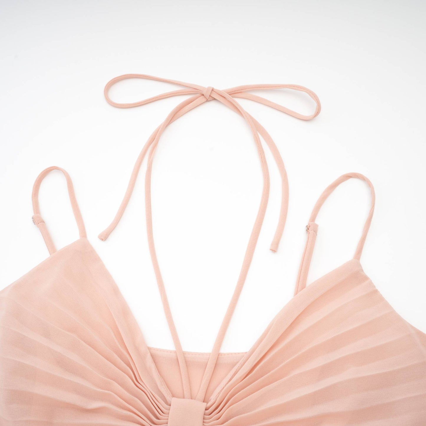 Olympe Pembe Pile Detaylı Katlı Midi Elbise