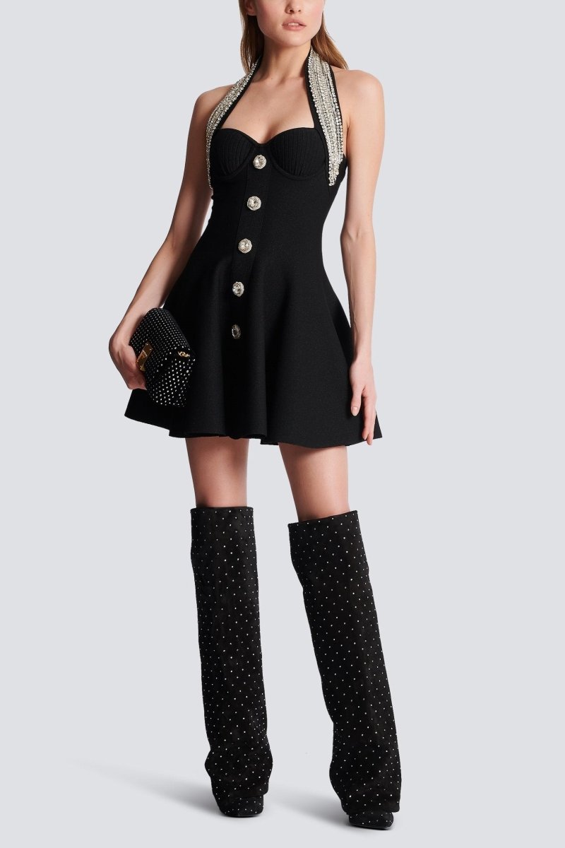 Patricia Kristal Taşlı Mini Elbise