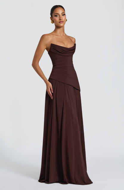 Patricia Maxi Elbise – Mürdüm Kahve