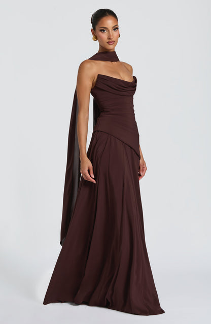 Patricia Maxi Elbise – Mürdüm Kahve