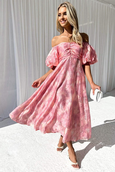 Patricia Off-Shoulder Midi Elbise