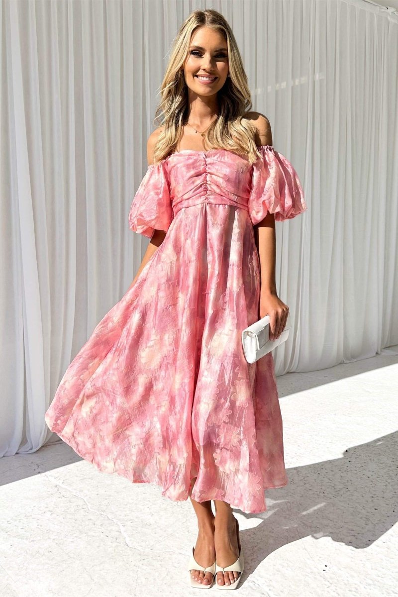 Patricia Off-Shoulder Midi Elbise