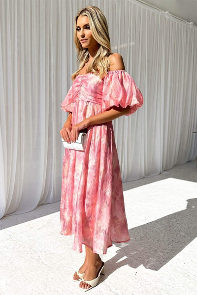 Patricia Off-Shoulder Midi Elbise