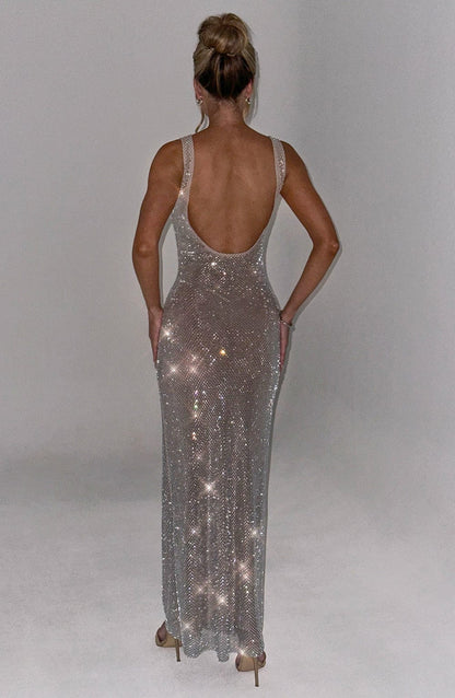 Petra Maxi Elbise – Gümüş