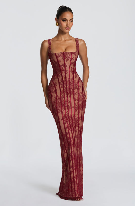 Polina Maxi Elbise – Bordo