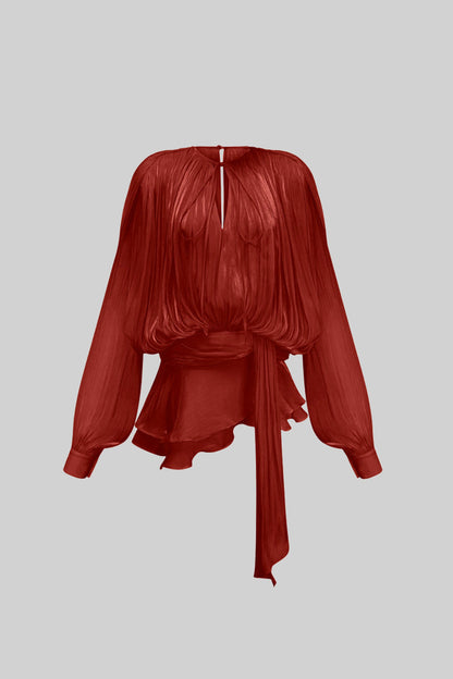 Seraphina Drapeli Fırfır Detaylı Mini Elbise