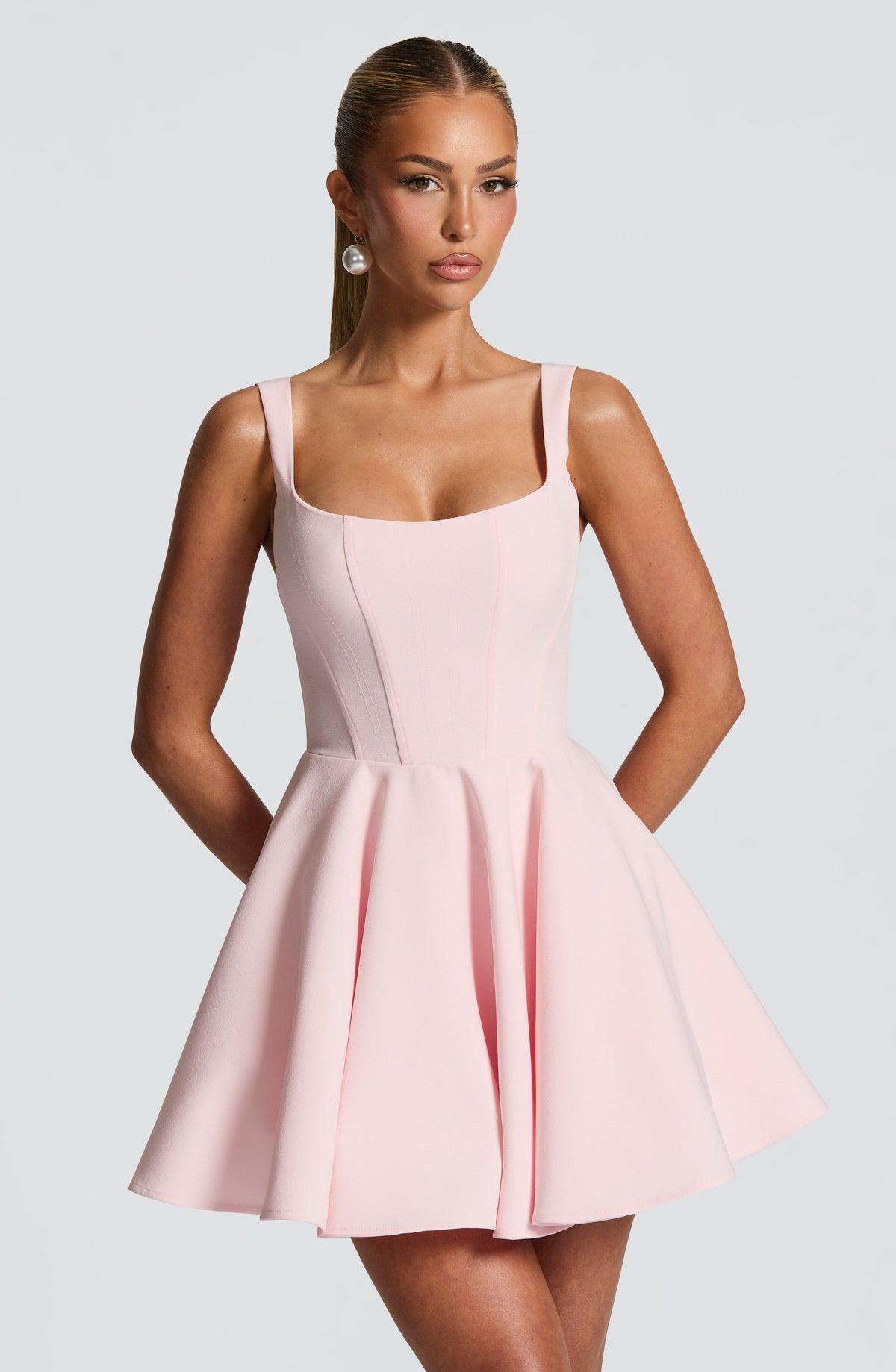 Rue Mini Elbise – Pudra Pembe