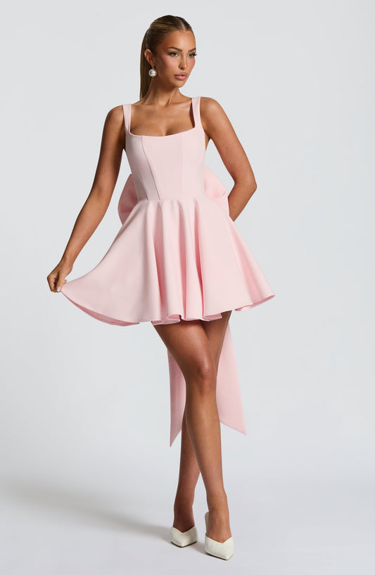 Rue Mini Elbise – Pudra Pembe