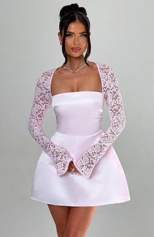 Sadie Mini Elbise – Pudra Pembe