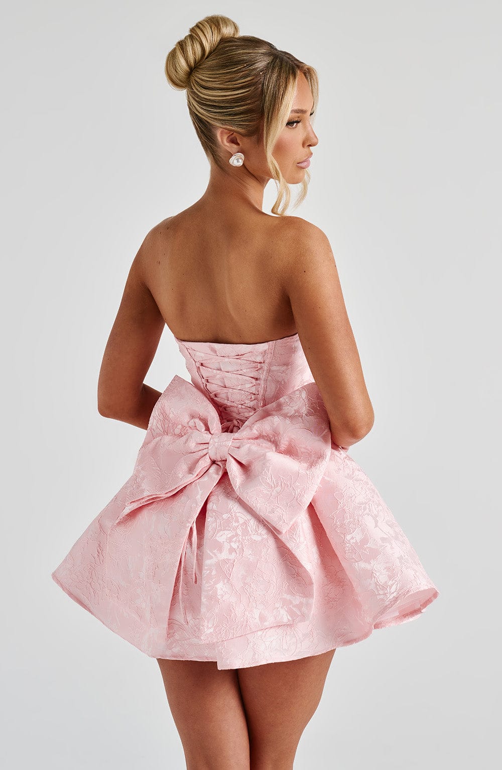 Salome Mini Elbise – Pudra Pembe