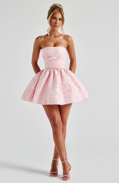 Salome Mini Elbise – Pudra Pembe