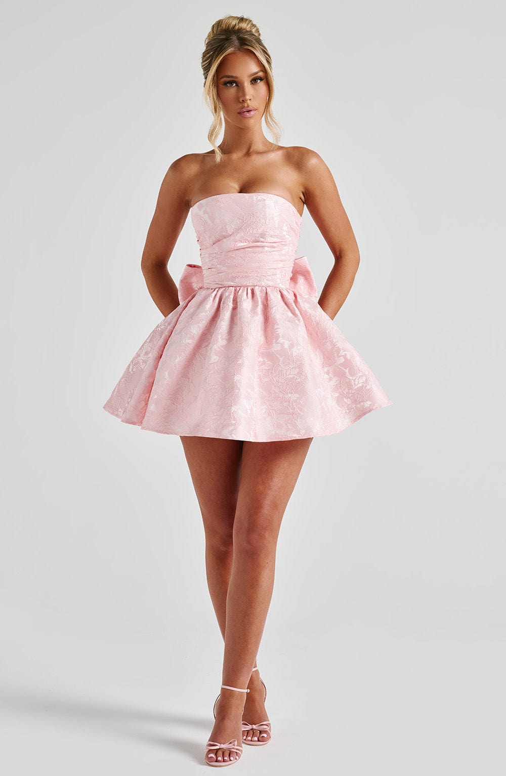 Salome Mini Elbise – Pudra Pembe