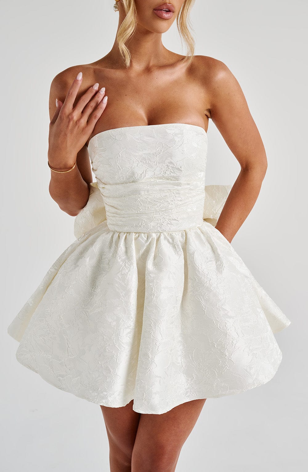 Salome Mini Elbise – Fildişi