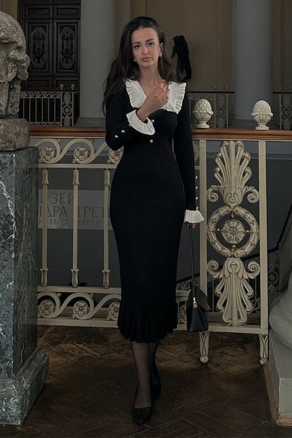 Amara Sicilya Fırfır Detaylı Midi Elbise