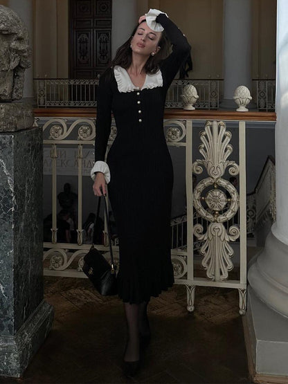 Amara Sicilya Fırfır Detaylı Midi Elbise